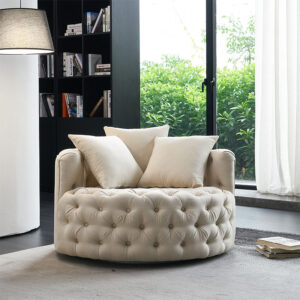 High Quality Modern Arm Chair Leisure Living Room Occasional Lounge Chair Small White Round Swivel Barrel Chair