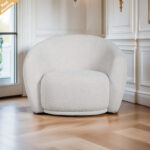 White Wool High Density Foam Sofa Chair Modern Leisure Style Single Living Room Armchair Lounge Chair