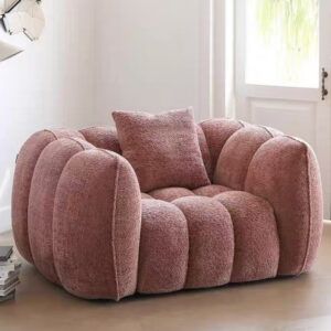 Teddy Plush Fabric Quilted Foam Cushion Lounge Chair for Living Room Vacuum Packed Shaping Sofa Set for Hotels