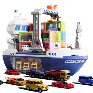 Children's Alloy Engineering Boat Toys Remote Control Set Boy Crane Scene Toys Blue Giant Freighter
