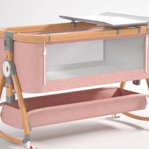 Aluminum Alloy Crib Portable Multi-Functional Cradle Bed with Large Splicing Newborn Bed Foldable Removable BB Bed